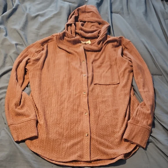 BKE Textured Brown Knit Top - Picture 1 of 5